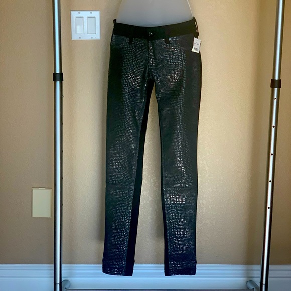 DL1961 Emma 4WAY Stretch Black Python Print Skinny Leggings/Jeans Size 25 - Picture 1 of 5